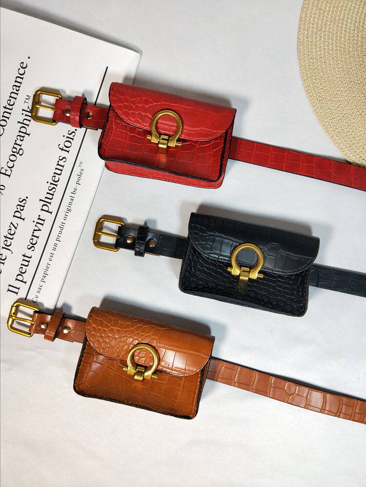 Net celebrity small waist bag with belt women's fashion mini waist belt belt bag decorative sweater belt bag ins