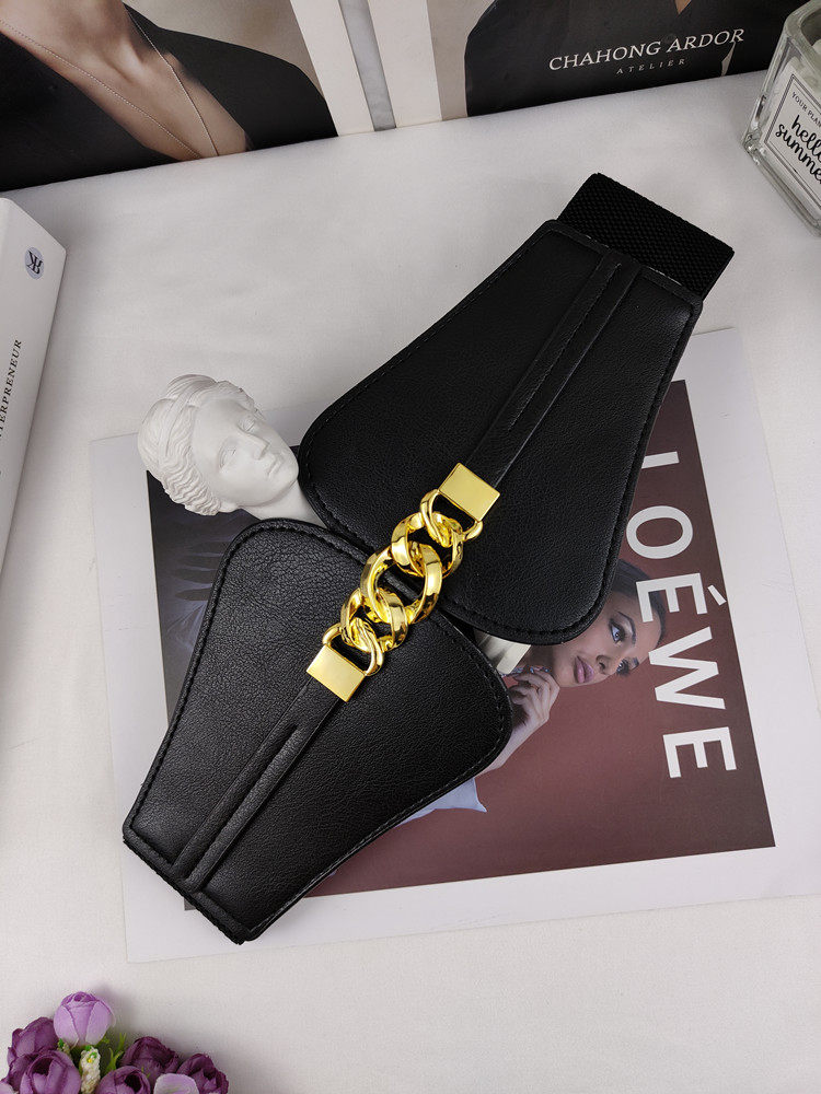 Retro belt Women's ultra-wide gold buckle tightness belt decorated with foreign dress Suit Big Coat Accessories Waist Seal Outside