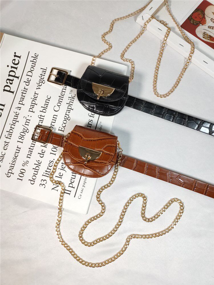 Belt Purse Strings Women Fashion 100 Hitch Mini Chain Small Bag Decorated Crocodile Print Leather Strap Mesh Red Belt Wrap Tide Ins