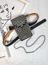 Net red rhinestone small fanny pack belt belt Womens fashion waist belt belt packaging decoration mobile phone belt bag ins