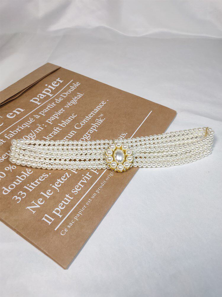 Retro Pearl Belt Woman Ancient Wind Hanfu Hanfu Waist Chain Elastic Closeup Chain Waist Seal Decoration Matching Dresses Foreign Dress