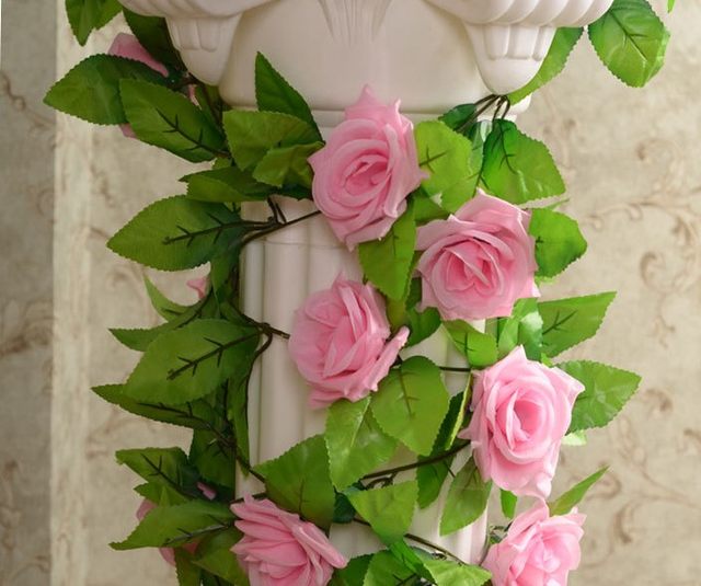 Simulated rose vine fake flower vine plastic flower simulated rattan wall hanging decoration home indoor ສະ​ເຫຼີມ​ສະ​ຫຼອງ​ເພດານ