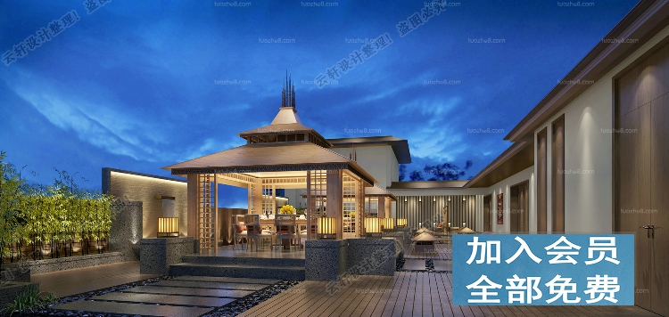 现代欧式中式日式工业店面门头3d室外建筑外观3dmax模型-33