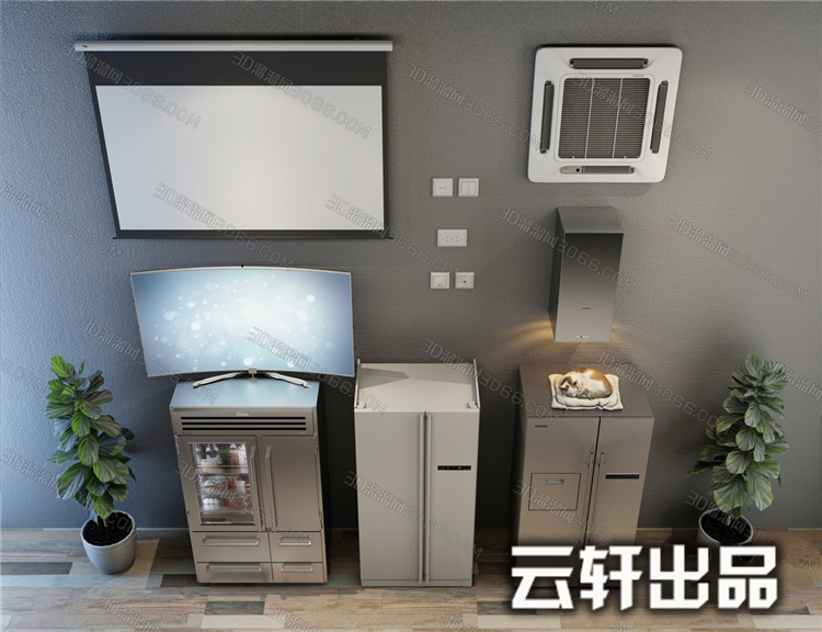 家用电器3Dmax模型厨房卫生间超市展柜空调电视洗衣机3D模型-32