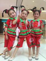 Xiaohe style small braids three squatting ethnic performance clothes girls Yangko costumes kindergarten dance clothes