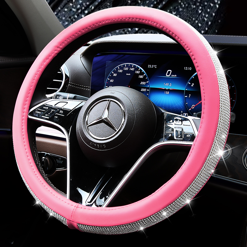 Steering Wheel Sleeve Woman Cute Personality All Season Universal Summer Cute Cartoon Net Red Inlaid Drilling Korean car use the cover