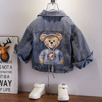 Boy Cowboy jacket Spring and autumn style Childrens blouses foreign air Cartoon Handsome baby Children Little Bear clothes Leisure Chaub
