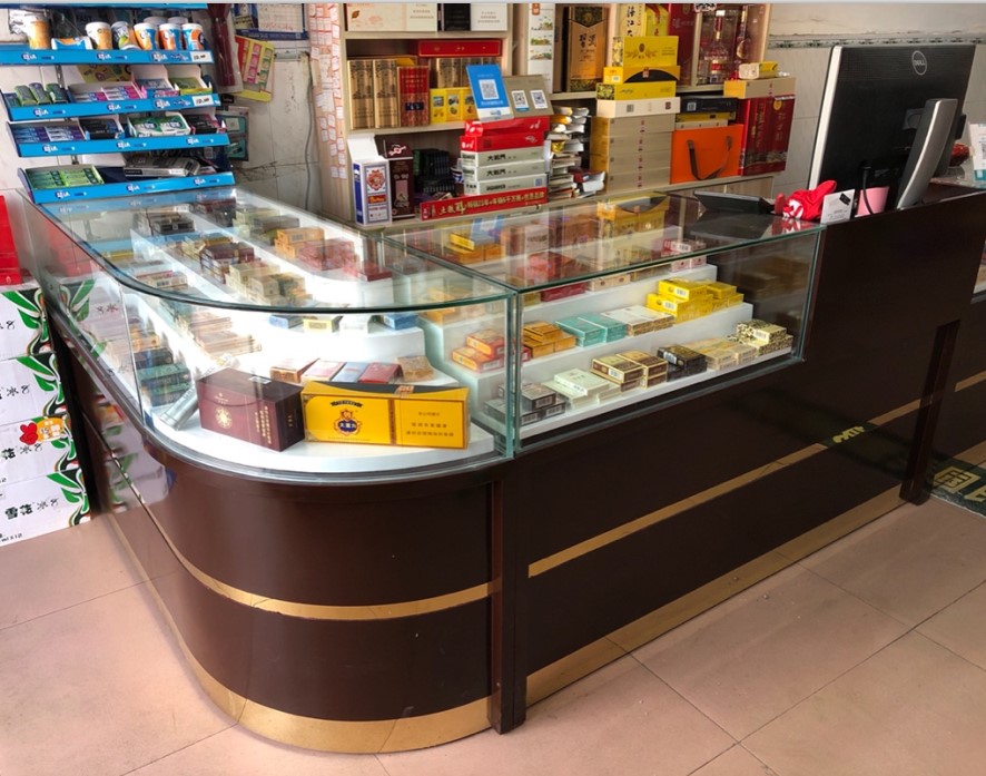 Solid Wood Tobacco Glass Counter Ordering to do Cigarette Baking Varnish Supermarket Professional Smoke Cabinet Cashier's Smoke Wine Display Cabinet 