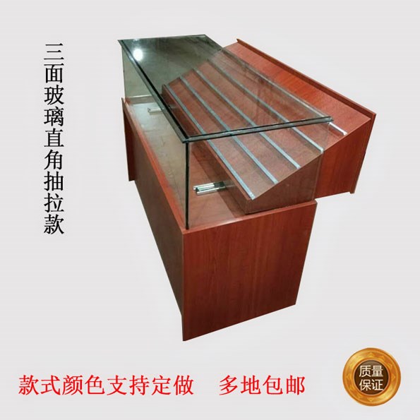Smoke cabinet with corner display case Smoke Wine Cabinet With Lock Tempered Glass Small Supermarket Cashier Solid Wood Board Selling Cigarettes Cabinet-Taobao