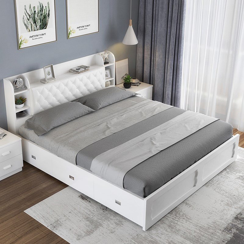 Bed modern minima height 1 8 pneumatic case bed Small family Economy Type of plate Double bed Bedroom 1 5 m Contained Bed