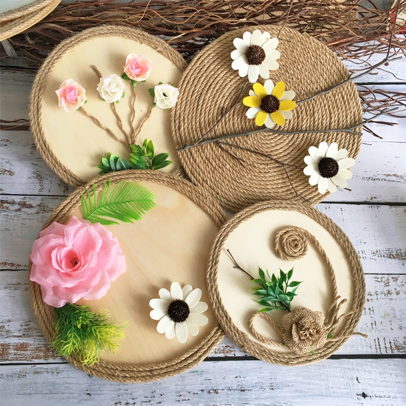 Creative Hemp Rope Disc Retro Handmade Diy Material Nursery School Ring-Wound Wall Wall Decoration Decoration Arrangement