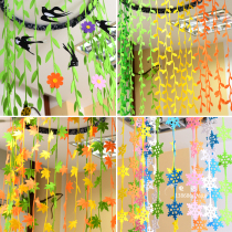 Spring summer autumn and winter Color wicker maple leaf snowflake strip corridor charm Hanging kindergarten shopping mall air environment layout