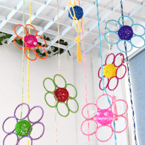 Kindergarten Air corridor Corridor Hanging pendant Wall decoration Dress up Paper rope circle Flower Sepakka handmade diy new products