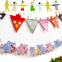 Holiday cartoon bunting flower kindergarten wall Birthday patty party environment decoration material hanging decoration