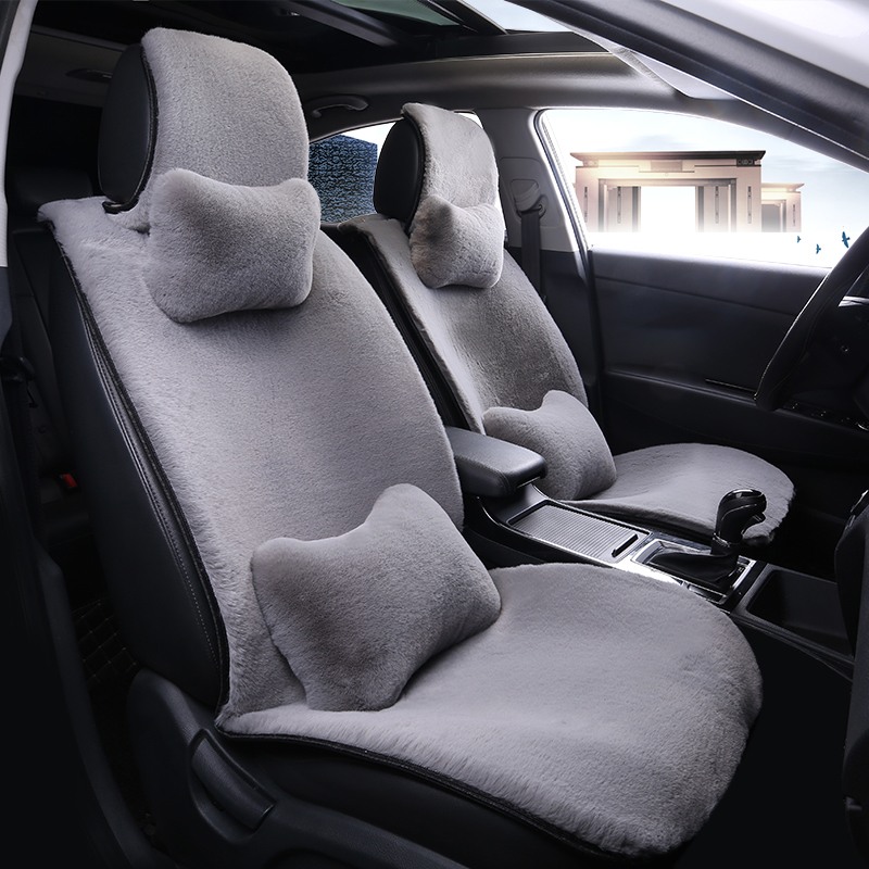 Car cushion winter plush short plush car cushion winter rabbit hair thickened warm men and women universal seat cushion cover mesh red