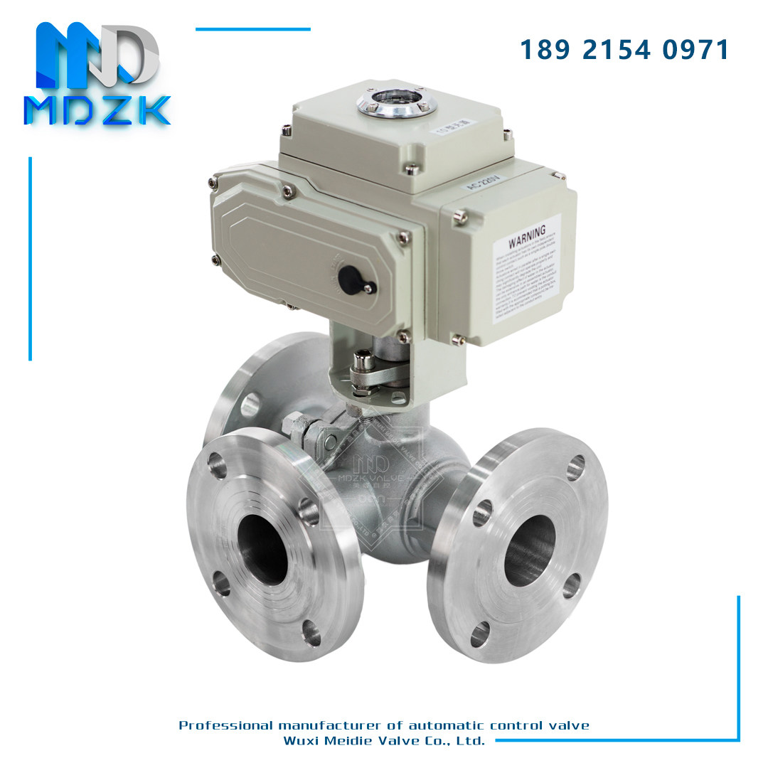 MDZK-AZ-Q944F Q945F-16C P electric cast steel three-way ball valve electric tee flange ball valve