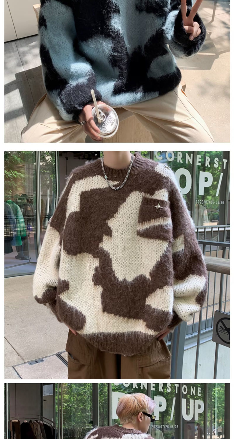 Women's Knitted Tie Dye Pullover Sweater Autumn Winter Fleece Top_voghion.com