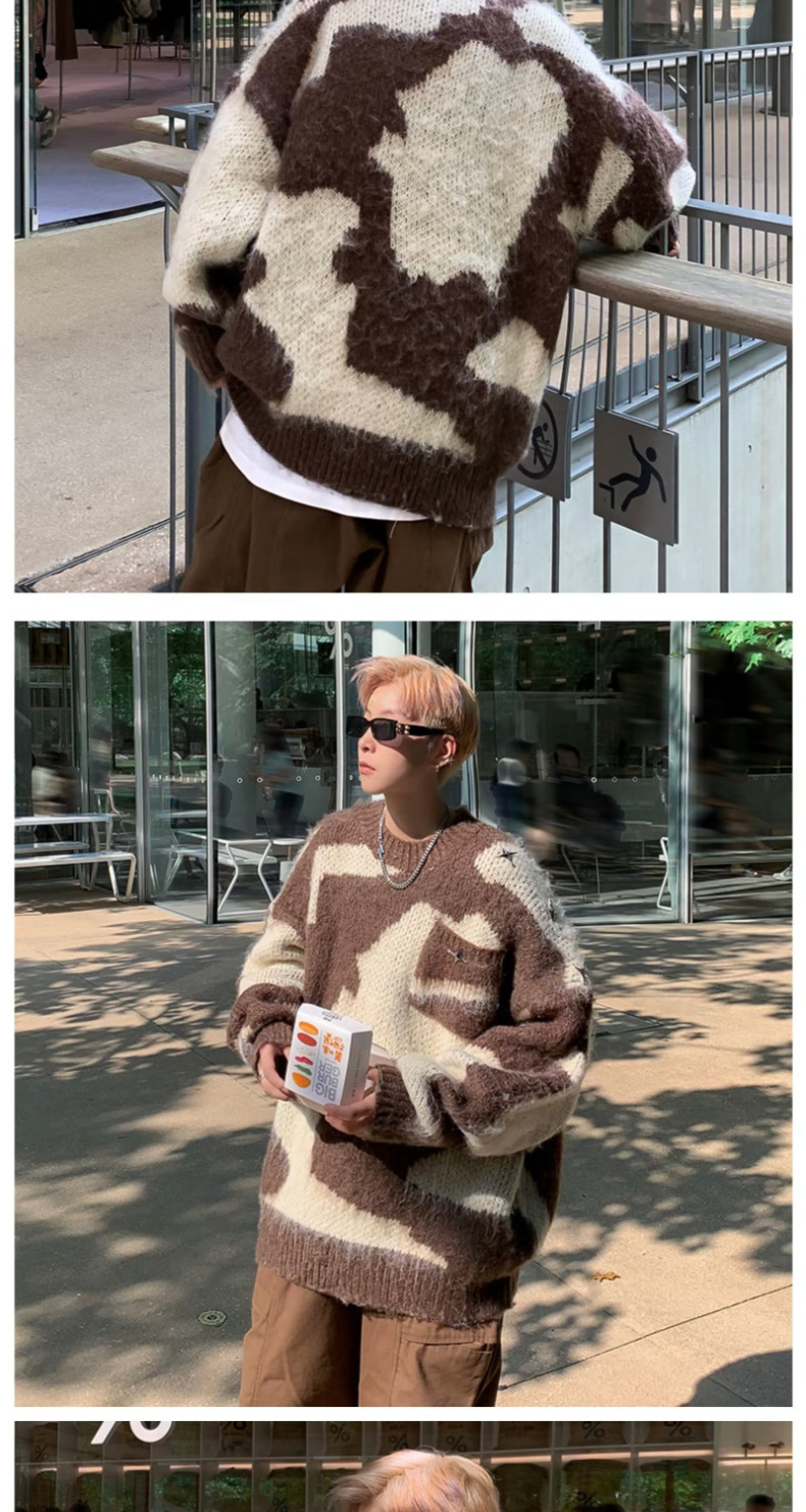 Women's Knitted Tie Dye Pullover Sweater Autumn Winter Fleece Top_voghion.com
