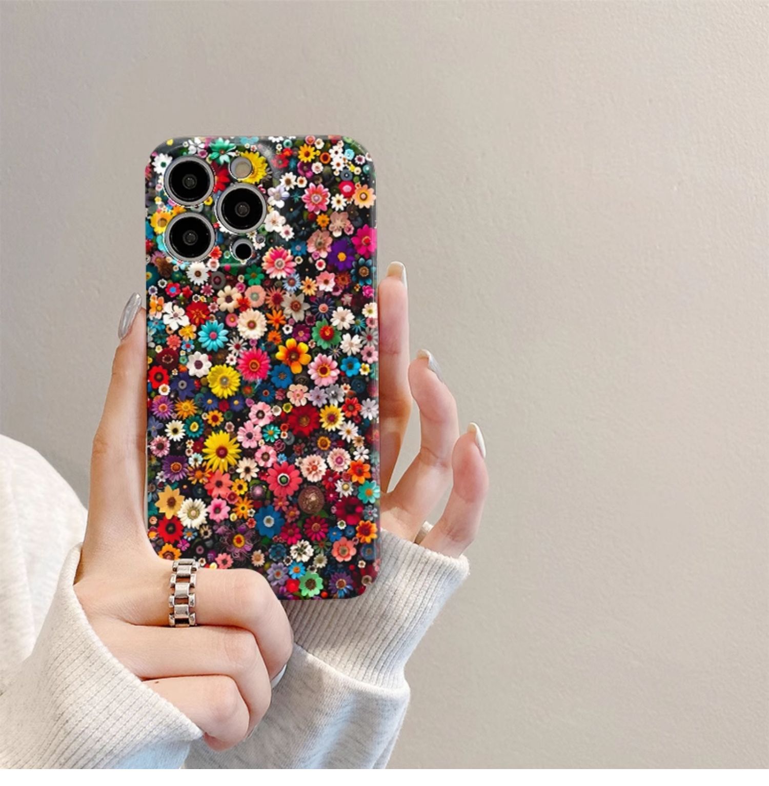 Full screen color flower phone case women, suitable for iPhone 15, 13, Promax OnePlus 12/11/ace2/8, silicone 7t,_voghion.com