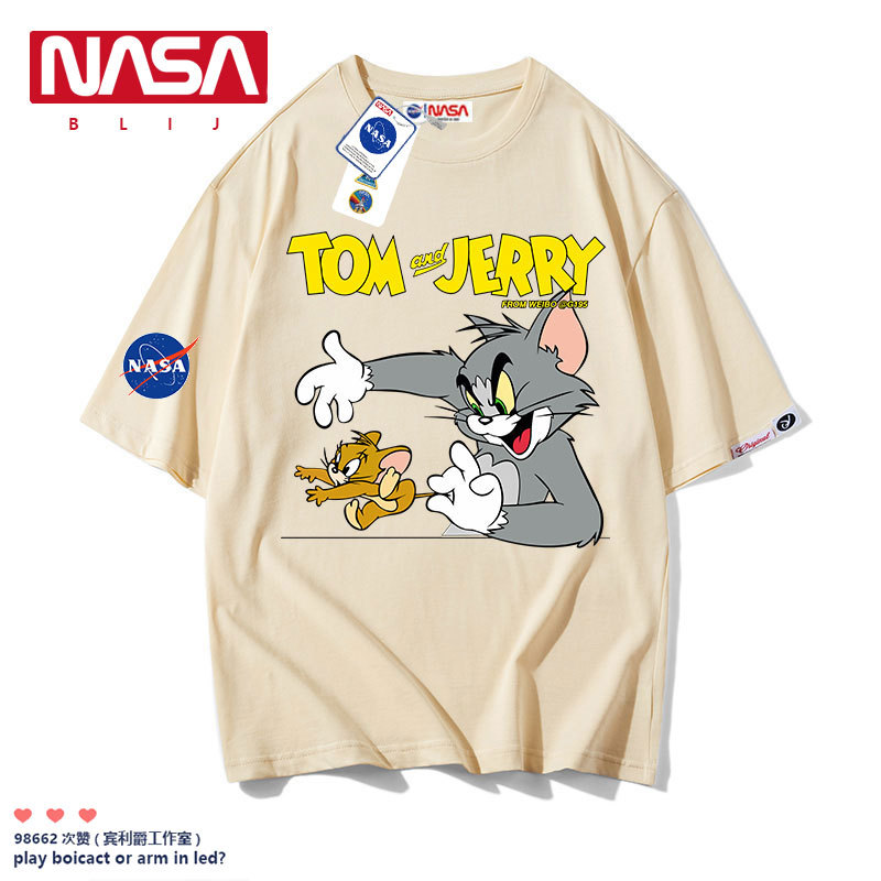 Nasa Collaboration Tom and Jerry T-Shirt for Men and Women, Graffiti Short-Sleeve, Funny Tom and Jerry Merchandise, Boys' T-Shirt