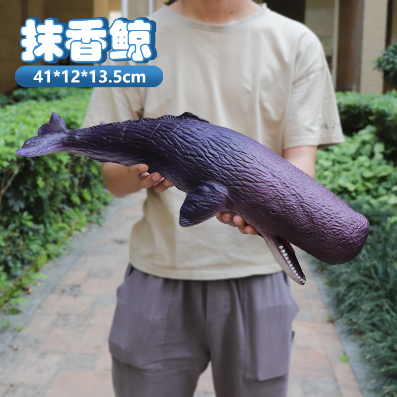 Large Soft Rubber Underwater World Animal Model Sperm Whale Whale Shark Lemon Shark Sea Lion Dolphin Children's Toy
