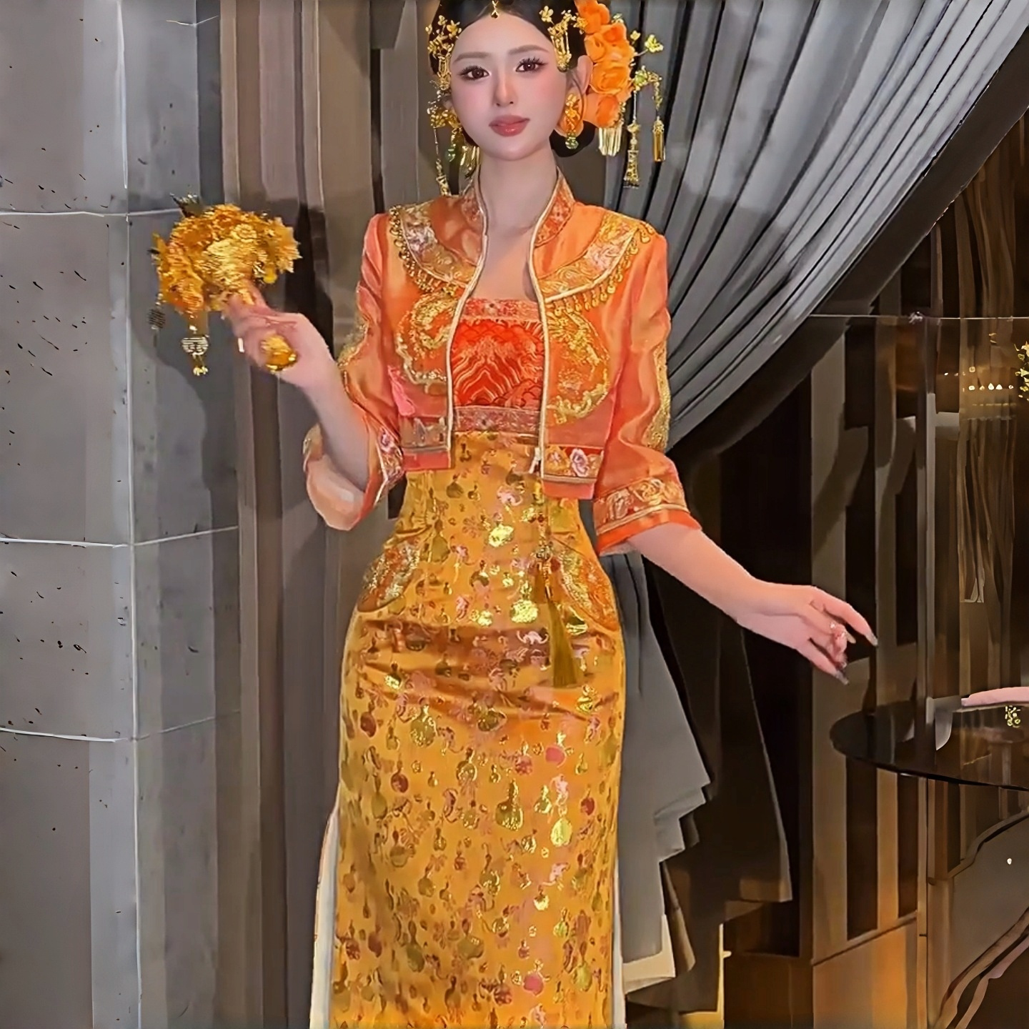 Высококачественная новая китайская одежда cheongsam Xiuhe, новинка 2026 года, свадебное платье для тостов, платье для помолвки в тяжелой промышленности для похудения