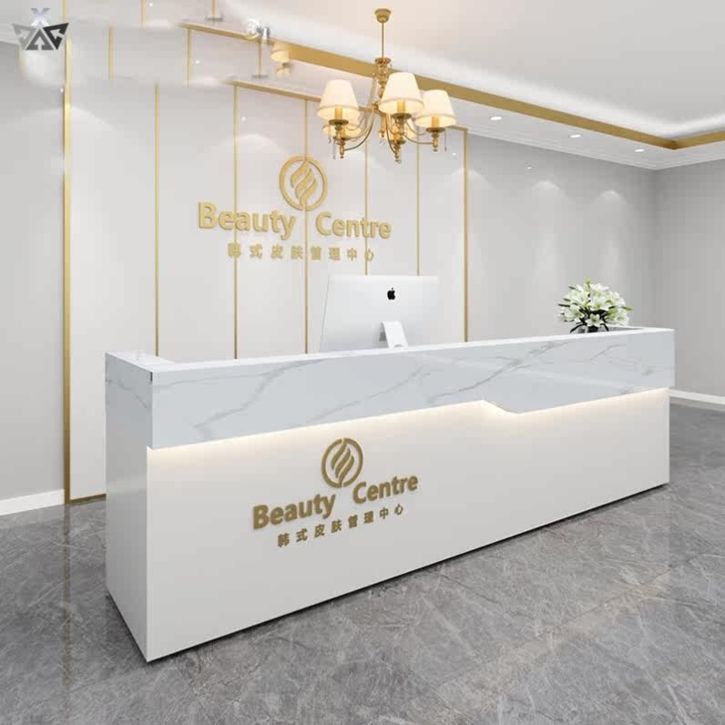 Company Reception Light Extravagant Reception Desk Community Service Collection Silver Bar Counter Modern Desk Hotel Modern Front Desk Environmental Protection