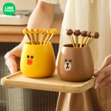 LINE FRIENDS Вилка для фруктов, комплект, десертная система хранения из нержавеющей стали, популярно в интернете