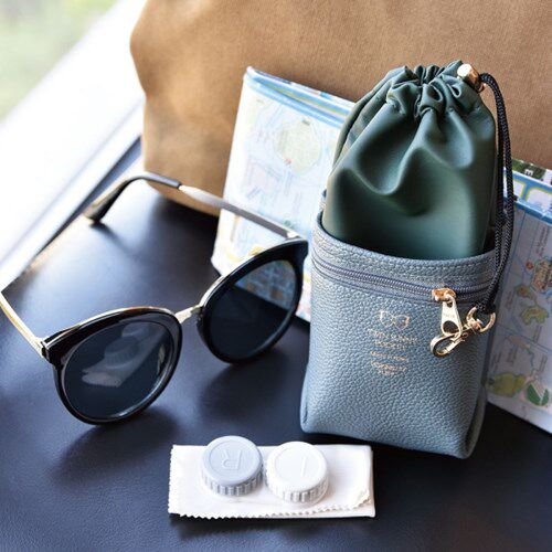 Korea PLEPIC Retro Portable Hangable Portable Double-layer Glasses Bag Beam Mouth Storage Bag Carry-on Men's and Women's Sunglasses Bag