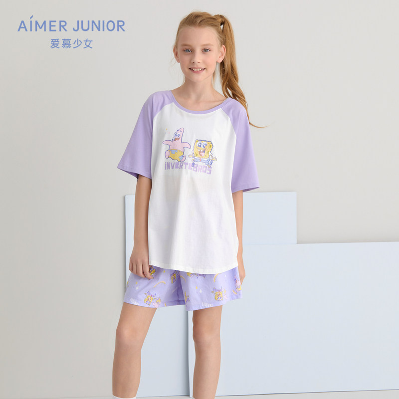 (Sold out) cotton cotton ice) spring and summer love girls SpongeBob SquarePants girls cool cotton short-sleeved tops