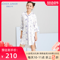 21 New products Love children 9-year-old girl student spring and summer Spongebob Squarepants home service three-point sleeve cardigan night dress