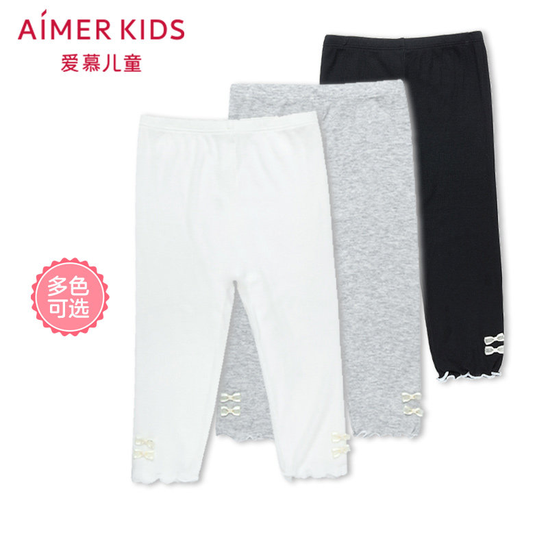 AIMER Children Infant children 1 year old female baby outside wear seven-point inner pants Outside wear summer pants AB182R51