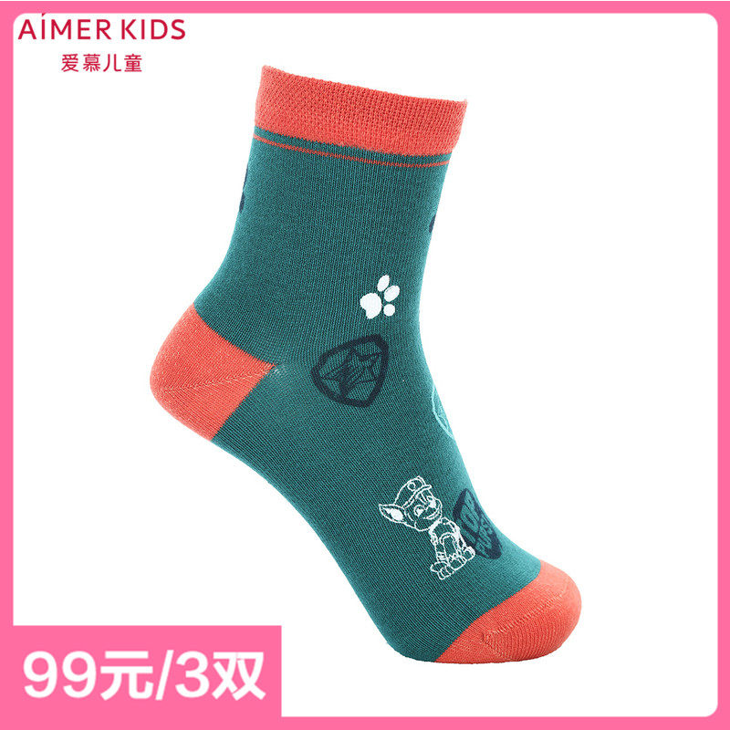 AIMER Children's Wang Team IP Joint Socks Boys' Medal Archie Printed Children's Socks AK2944543