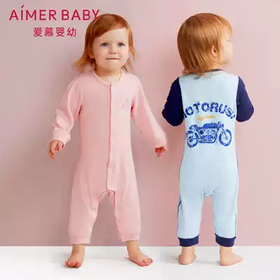 AIMER children, men and women babies, warm sun, new baby baby long-sleeved crawling clothes jumpsuit spring and autumn