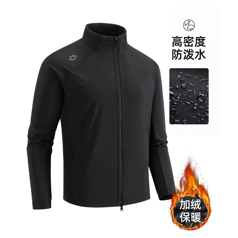 lotto Autumn and Winter Windproof and Waterproof Fleece-Lined Soft Shell Jacket for Men and Women, Casual Outdoor Sports Warm Stand-Up Collar Jacket