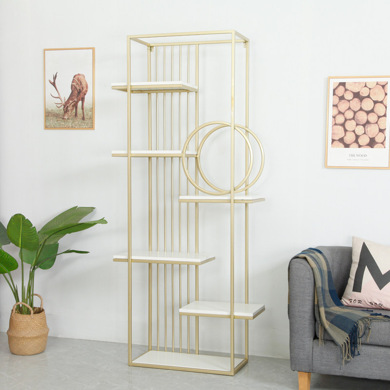 Nordic Landing Bookshelves Mesh Red Multilayer Show Shelf Sublivingroom Iron Art Placement Shelf Minimalist Office Partition