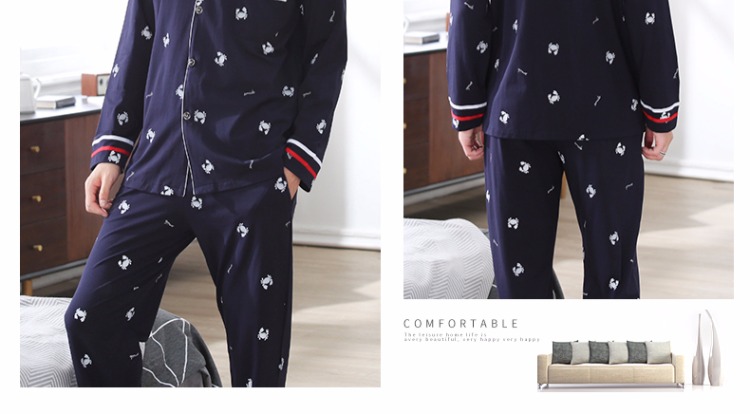 Đồ ngủ nam ở Nam Cực dành cho nam mùa hè cotton mỏng phần tay dài mùa xuân và mùa thu cotton phục vụ nhà phù hợp với giới trẻ giản dị xu hướng thời trang 2021