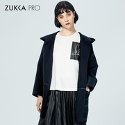 ZUKKA PRO Droga mùa thu / mùa đông thời trang đội mũ trùm đầu với sọc loose-fitting giữa chiều dài áo lông thú áo khoác phụ nữ