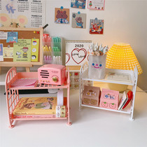 ins wind simple desktop shelf Cute girl cosmetics sundries storage rack Student dormitory finishing artifact