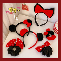 Net red ins bow hair hoop snow white hair card Mickey cute Hairband head rope girl New Year hair accessories