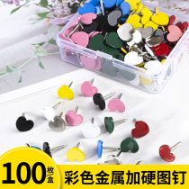 100 mixed color thumbtacks metal heart-shaped fixed nails creative art tacks soft and hard wood decoration