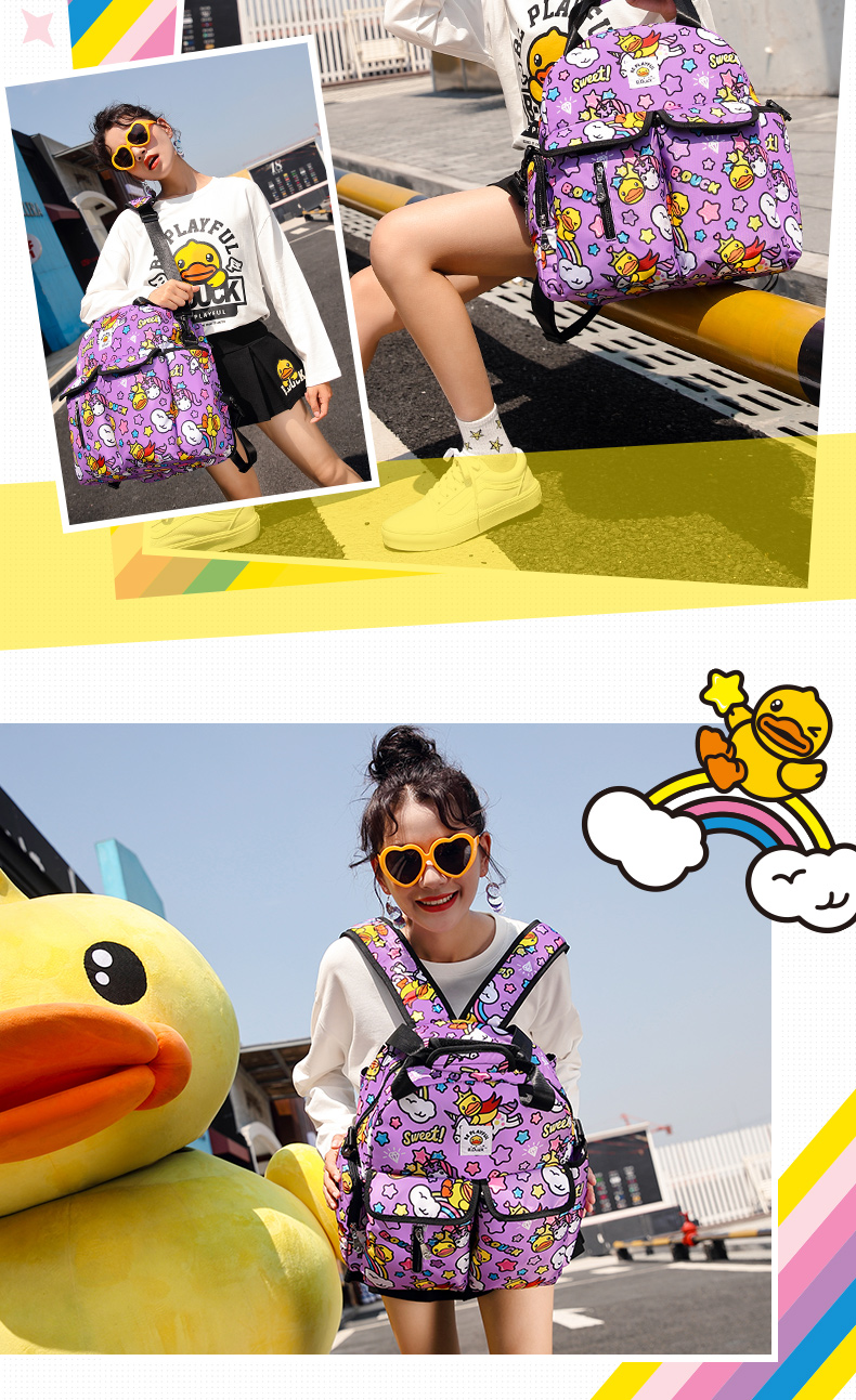 B.Duck vịt nhỏ màu vàng Túi xác ướp mới kỳ lân đôi túi ba lô túi đựng đồ sơ sinh chia ngăn