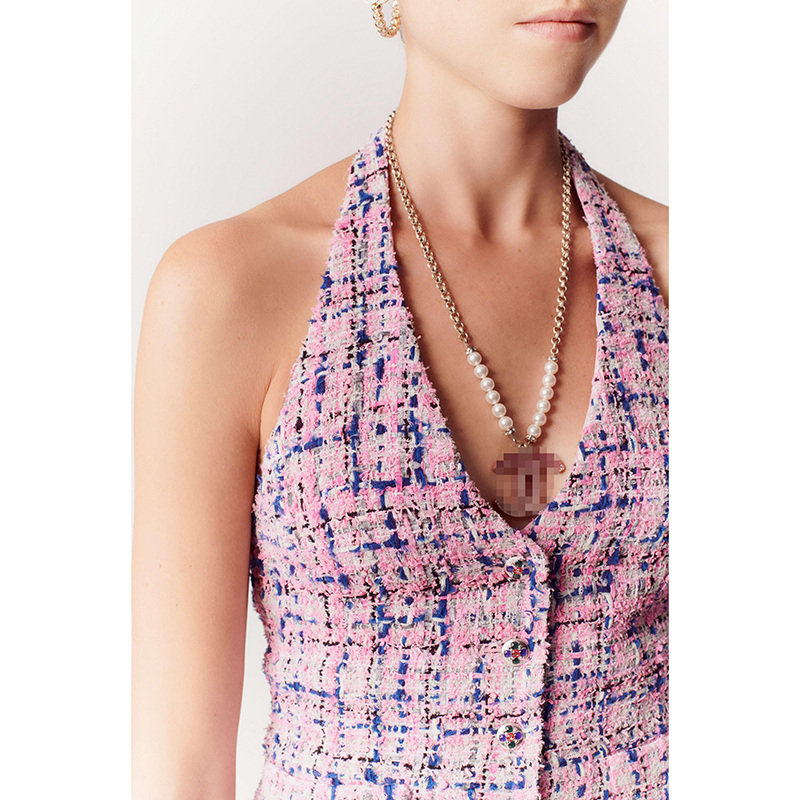 Summer French Style Vest for Women, Halter-Neck Plaid Backless Sexy Suspender Top for Inner Wear and Outer Wear