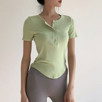 Yoga tops for women in summer thin fashion round neck fitness short-sleeved loose slimming quick-drying running sports T-shirt