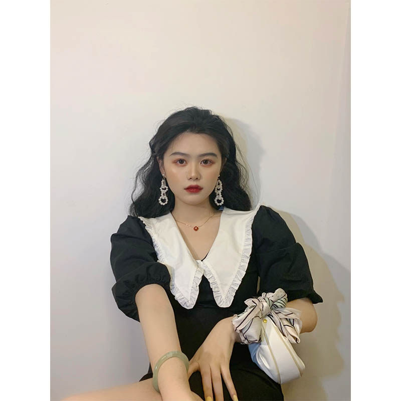 Big size 2022 New French style retro Hepburn style with a small black dress with a small black dress