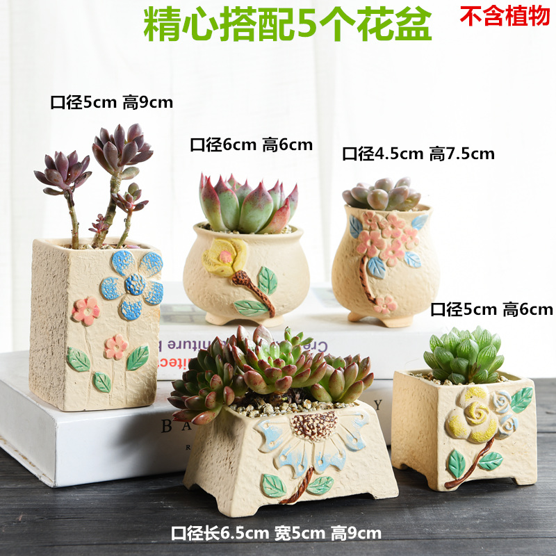 Korean special offer a clearance large fleshy flower pot ceramics large - diameter meat meat plant coarse pottery breathable creative flower pot