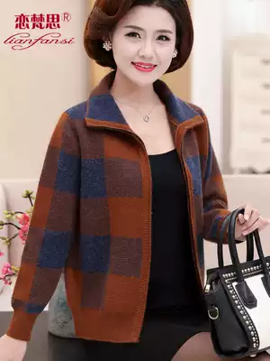 Mom autumn sweater coat women's short middle-aged jacket cardigan 40 years old 50 foreign pie middle-aged and elderly autumn winter coat