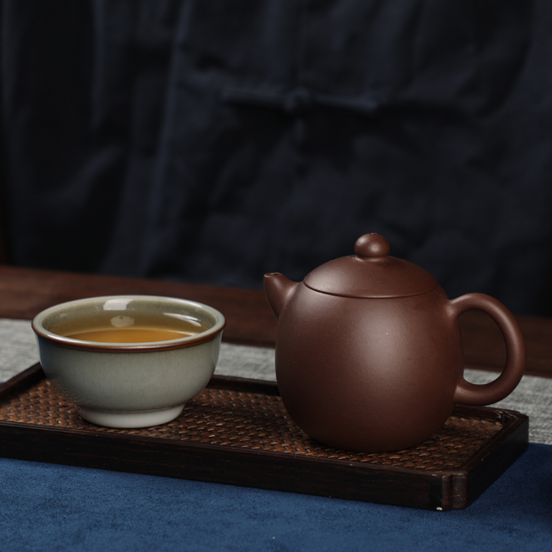 Restoring museum yixing undressed ore of the egg are it home purple clay teapot can keep classic kung fu tea set