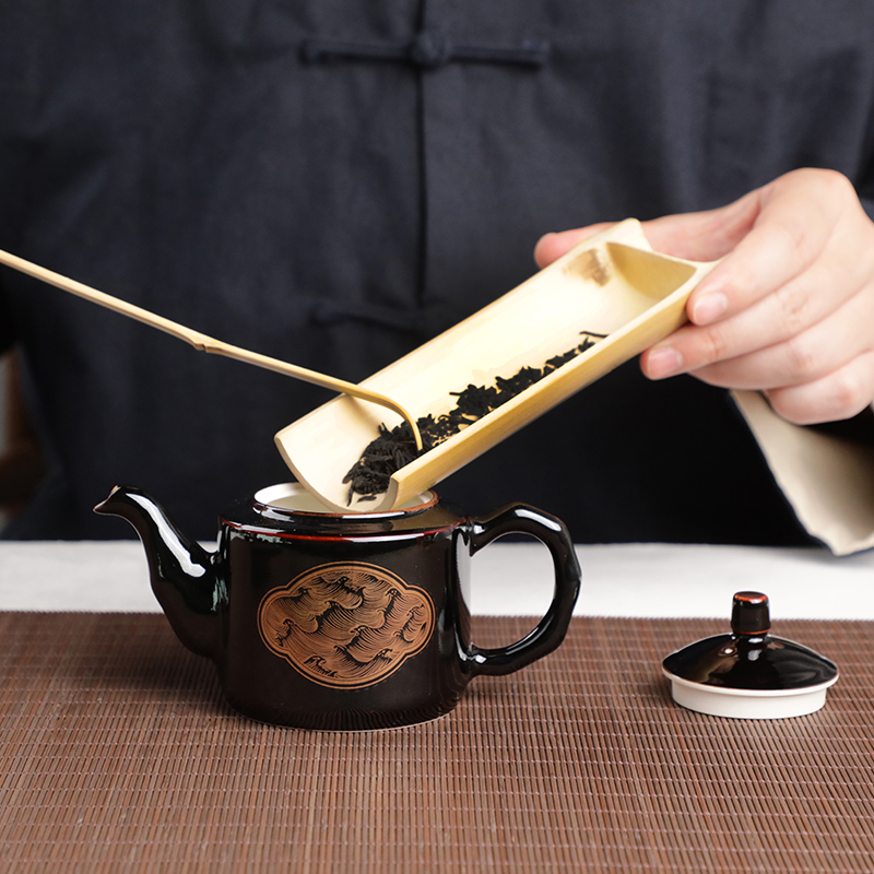 Restoring museum wave grain household utensils suit Chinese jingdezhen ceramics daily teapot sample tea cup