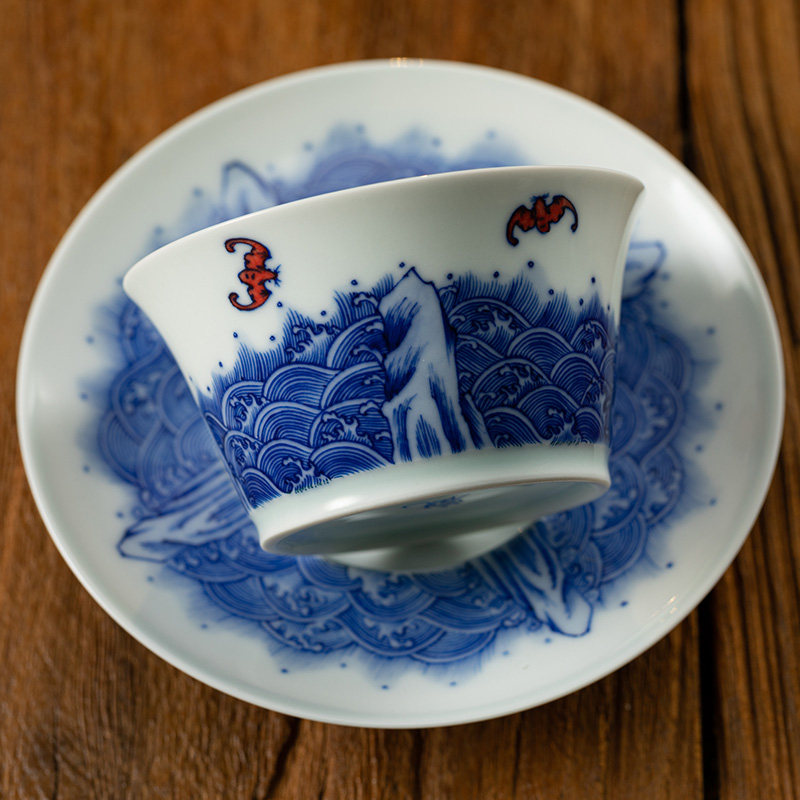 Guanfu Museum handmade blue and white master cup Jingdezhen Tea Cup Gongfu Tea Cup Ceramic high-grade tea cup list